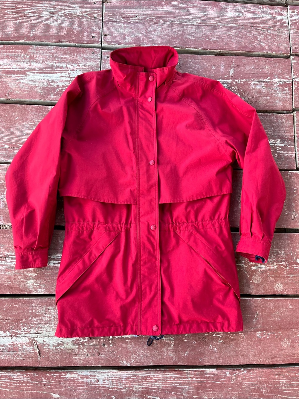 Vintage 90s Eddie Bauer Bright Red Women’s Small Raincoat Lined Windbreaker